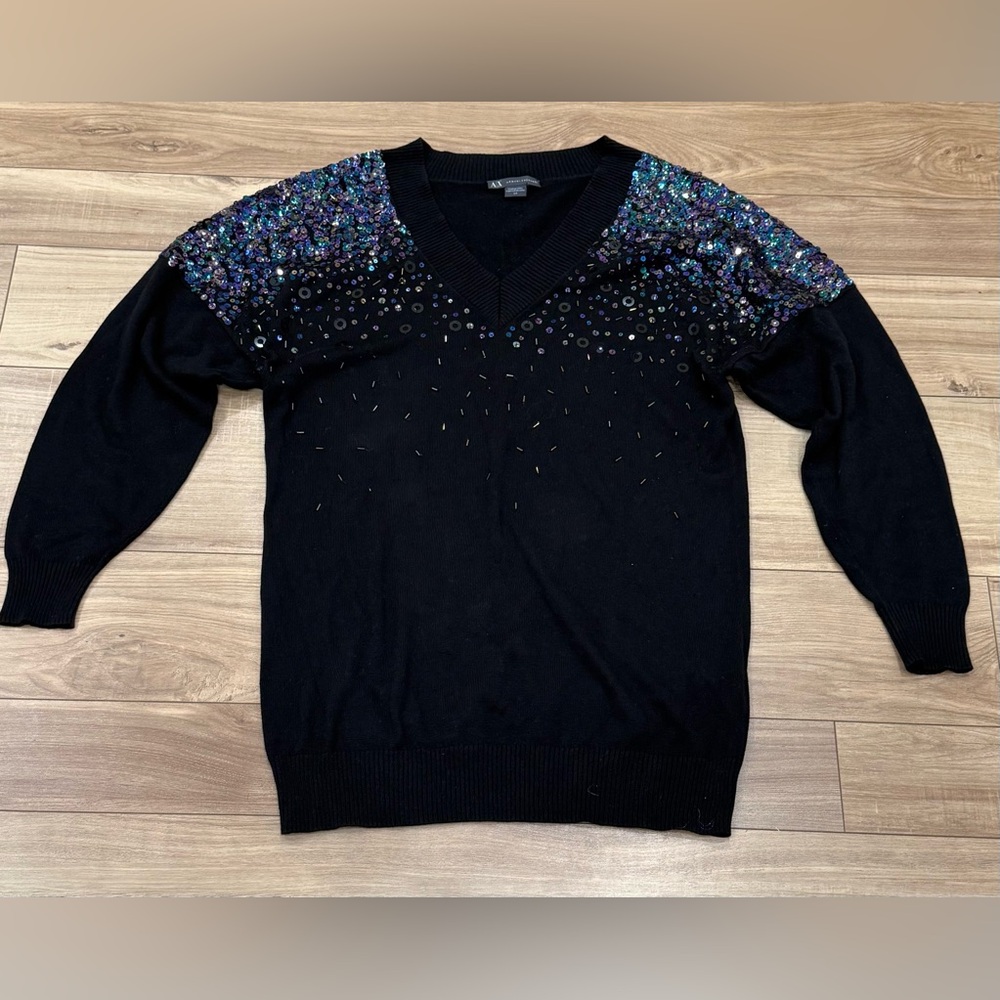 Armani Exchange Black Women’s Sweater Size Small With Sequins
